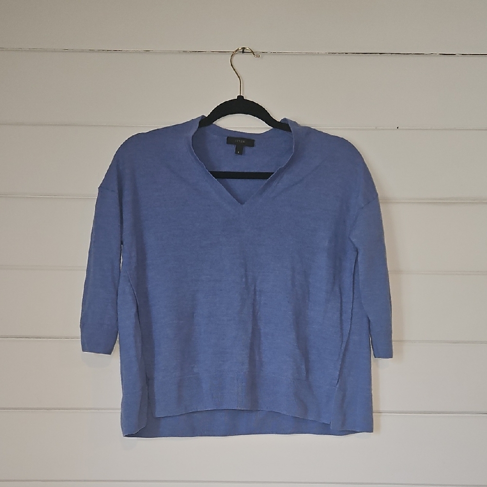 J. Crew Merino Blue V-Neck Sweater (S)